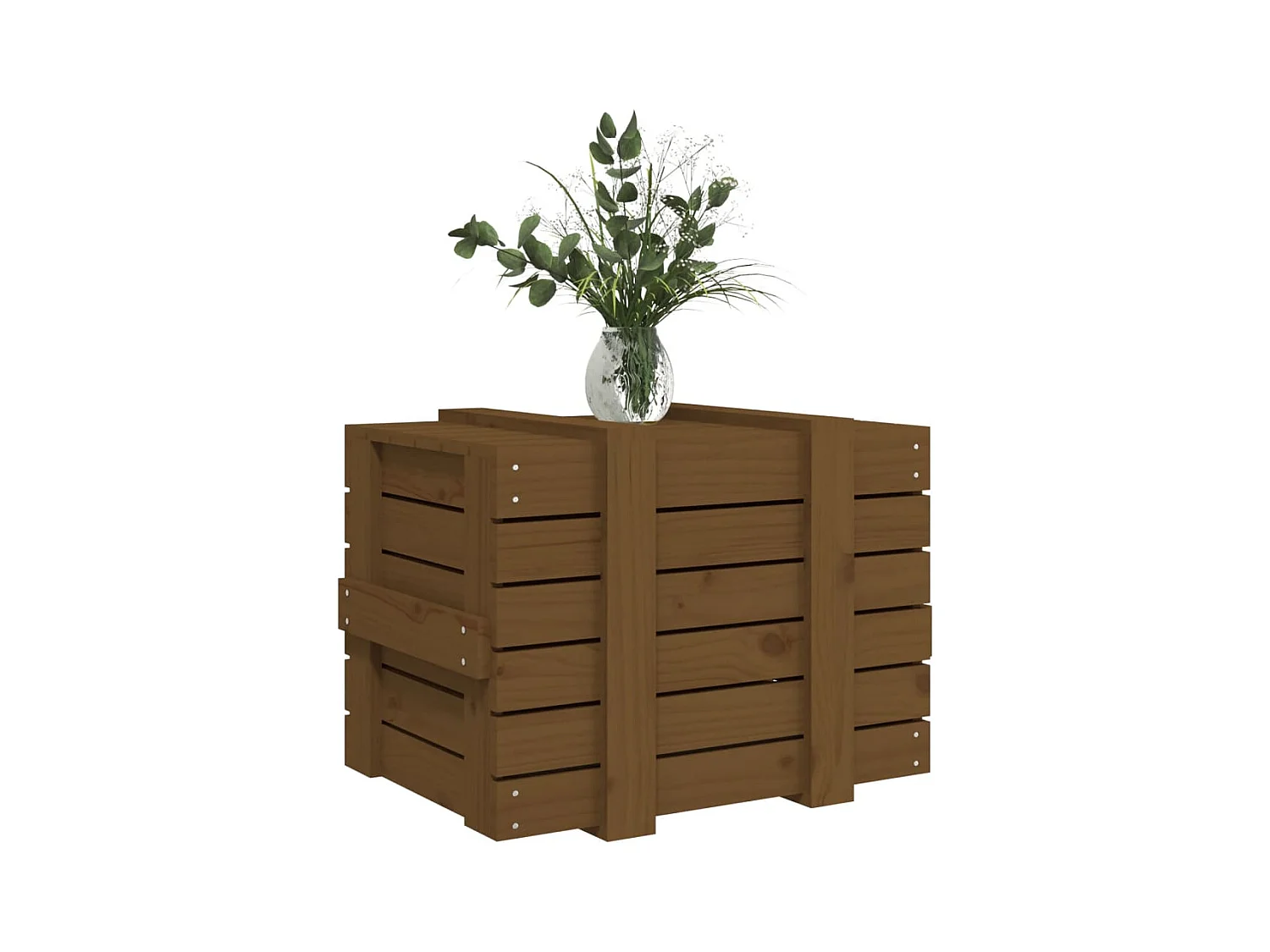 Boîte de rangement Marron miel 58x40,5x42 cm Bois massif pin