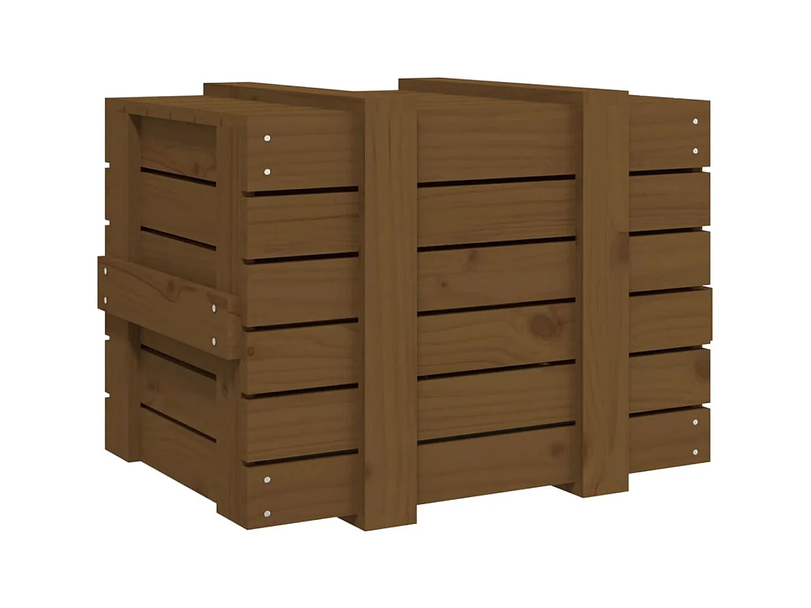 Boîte de rangement Marron miel 58x40,5x42 cm Bois massif pin