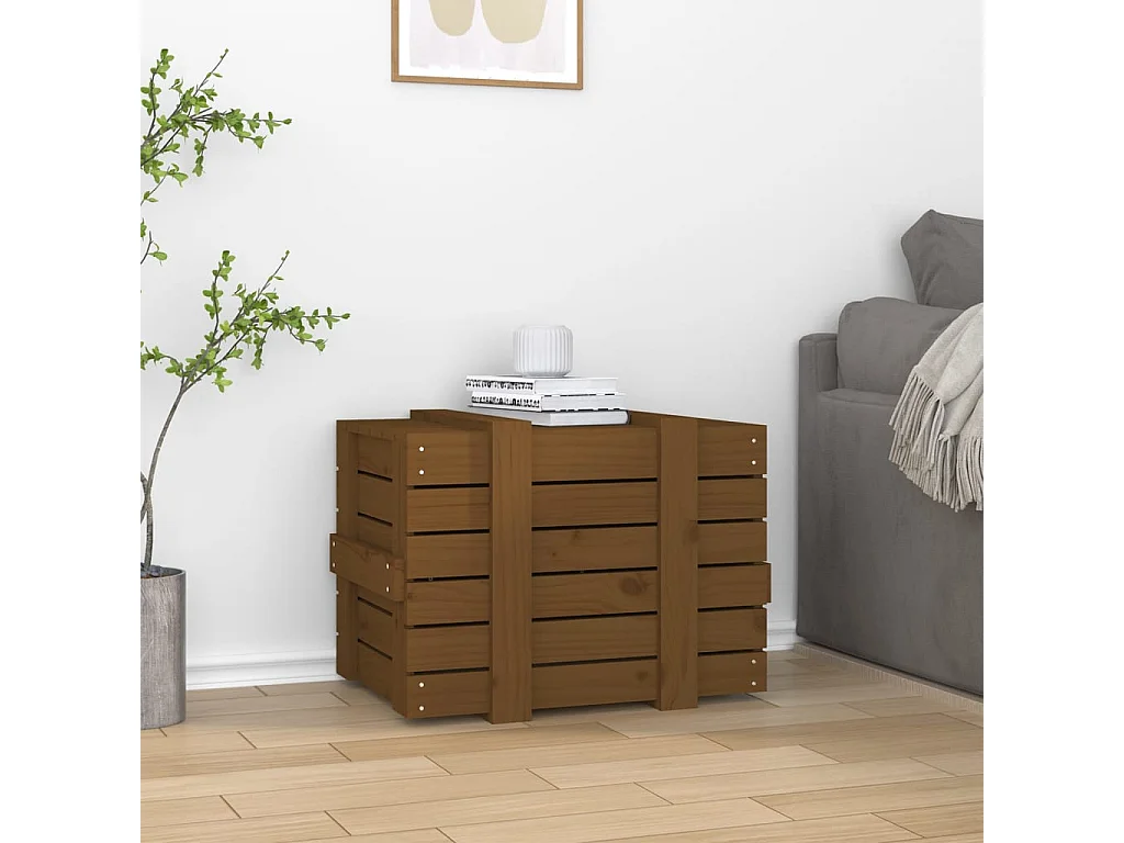 Boîte de rangement Marron miel 58x40,5x42 cm Bois massif pin