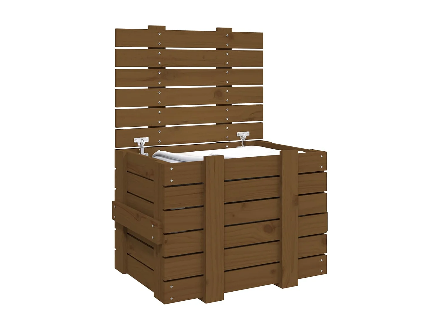 Boîte de rangement Marron miel 58x40,5x42 cm Bois massif pin