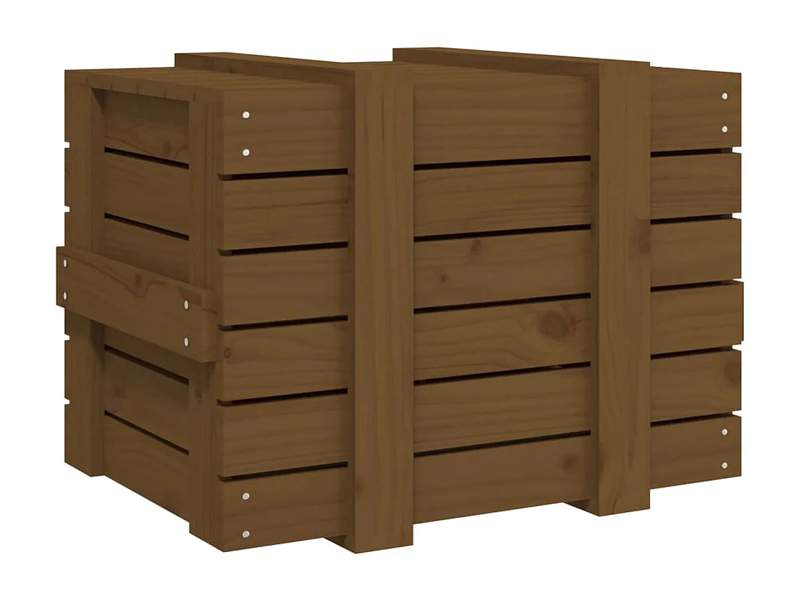 Boîte de rangement Marron miel 58x40,5x42 cm Bois massif pin
