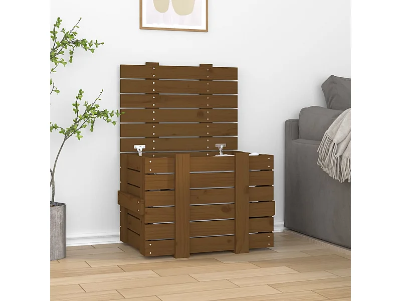Boîte de rangement Marron miel 58x40,5x42 cm Bois massif pin