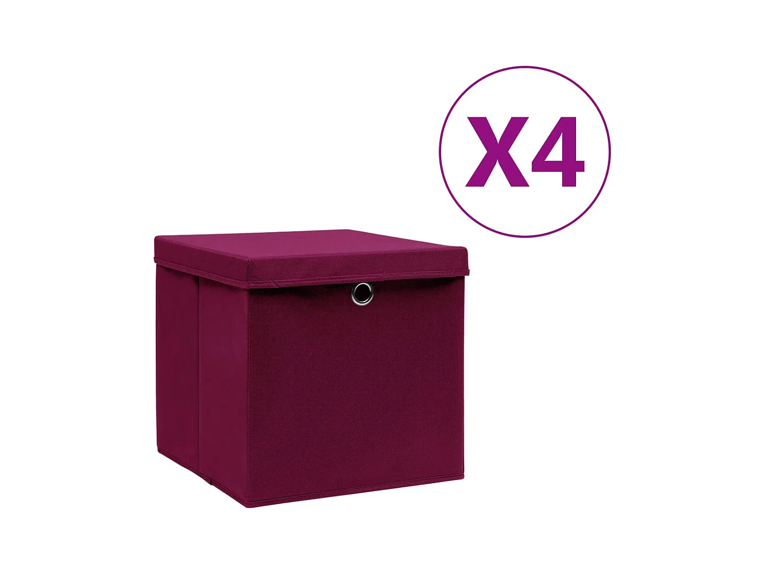 Boîtes de rangement avec couvercles 4pcs 28x28x28cm Rouge foncé