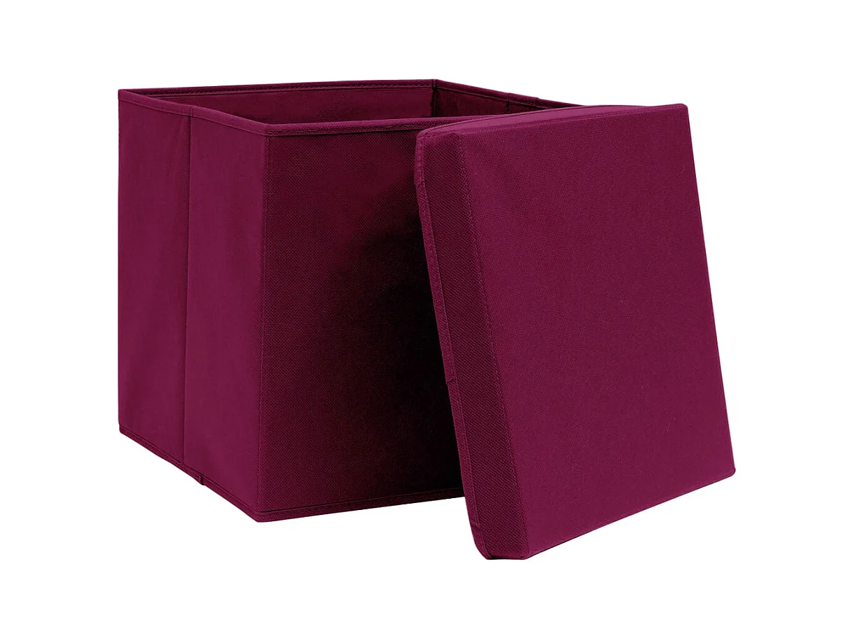 Boîtes de rangement avec couvercles 4pcs 28x28x28cm Rouge foncé