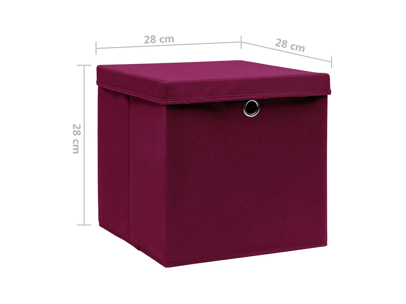 Boîtes de rangement avec couvercles 4pcs 28x28x28cm Rouge foncé