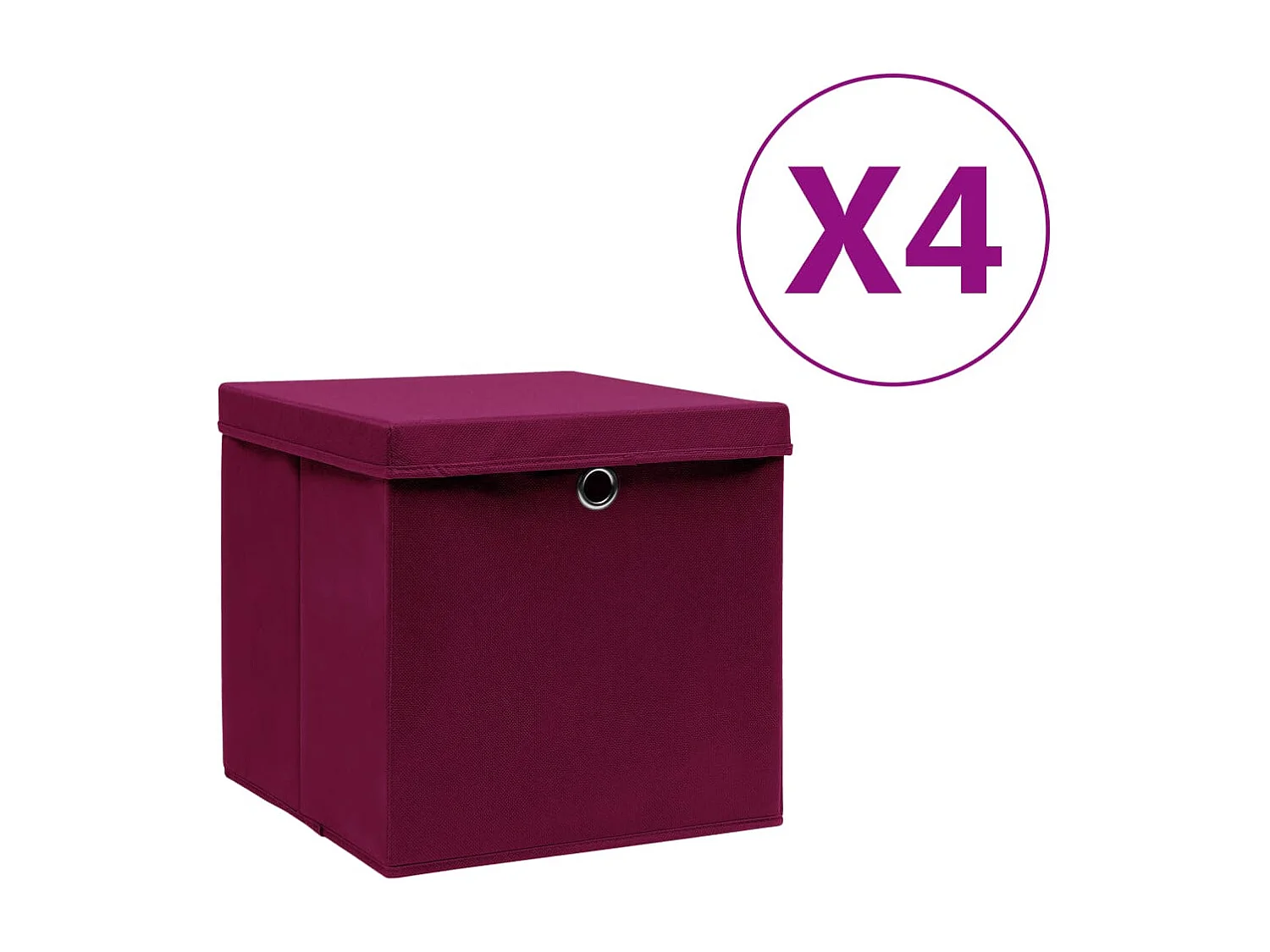 Boîtes de rangement avec couvercles 4pcs 28x28x28cm Rouge foncé
