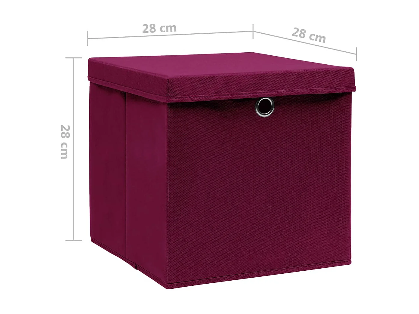 Boîtes de rangement avec couvercles 4pcs 28x28x28cm Rouge foncé