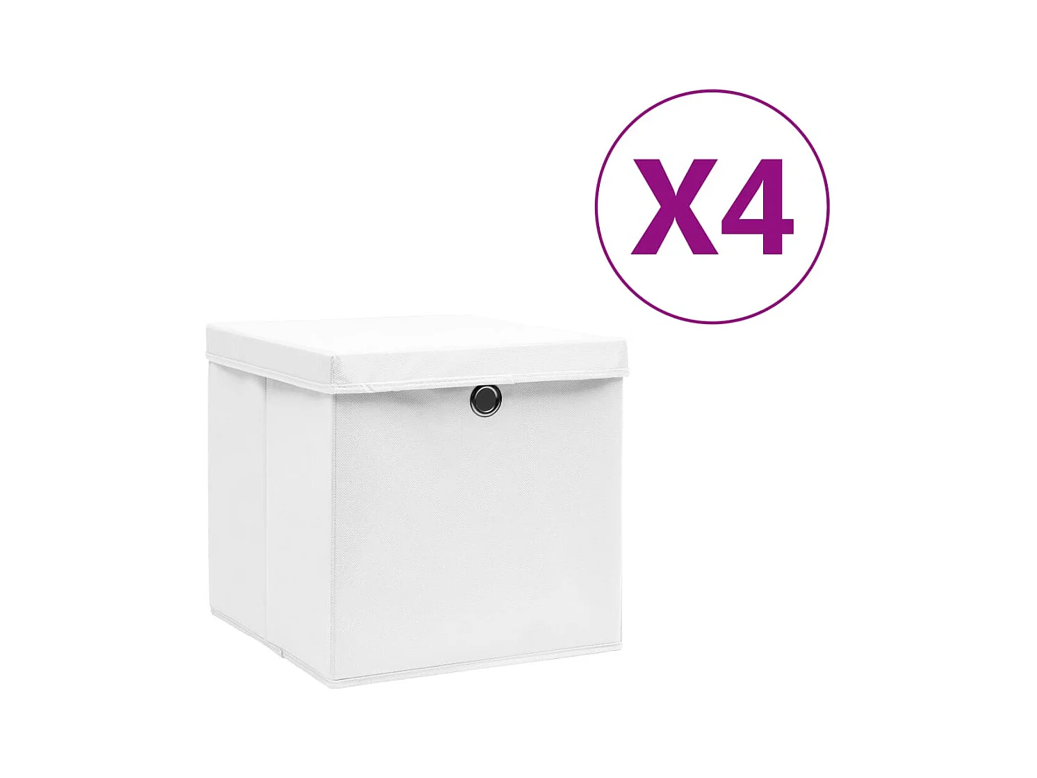 Boîtes de rangement avec couvercles 4 pcs 28x28x28 cm Blanc