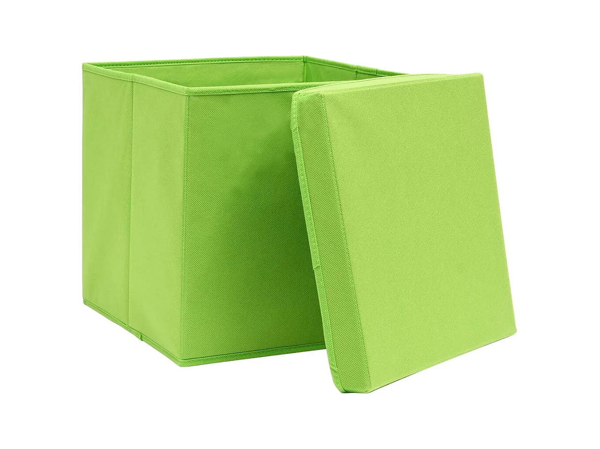 Boîtes de rangement avec couvercles 10 pcs 28x28x28 cm Vert
