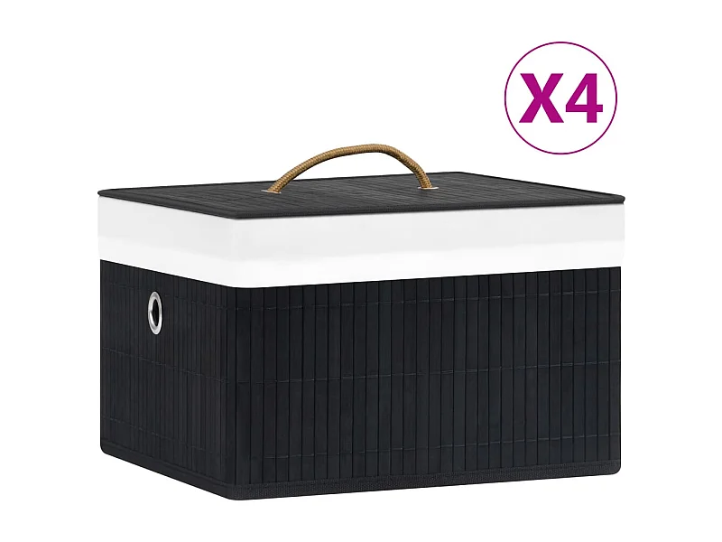 Bamboe Opbergdozen 4 stuks Zwart