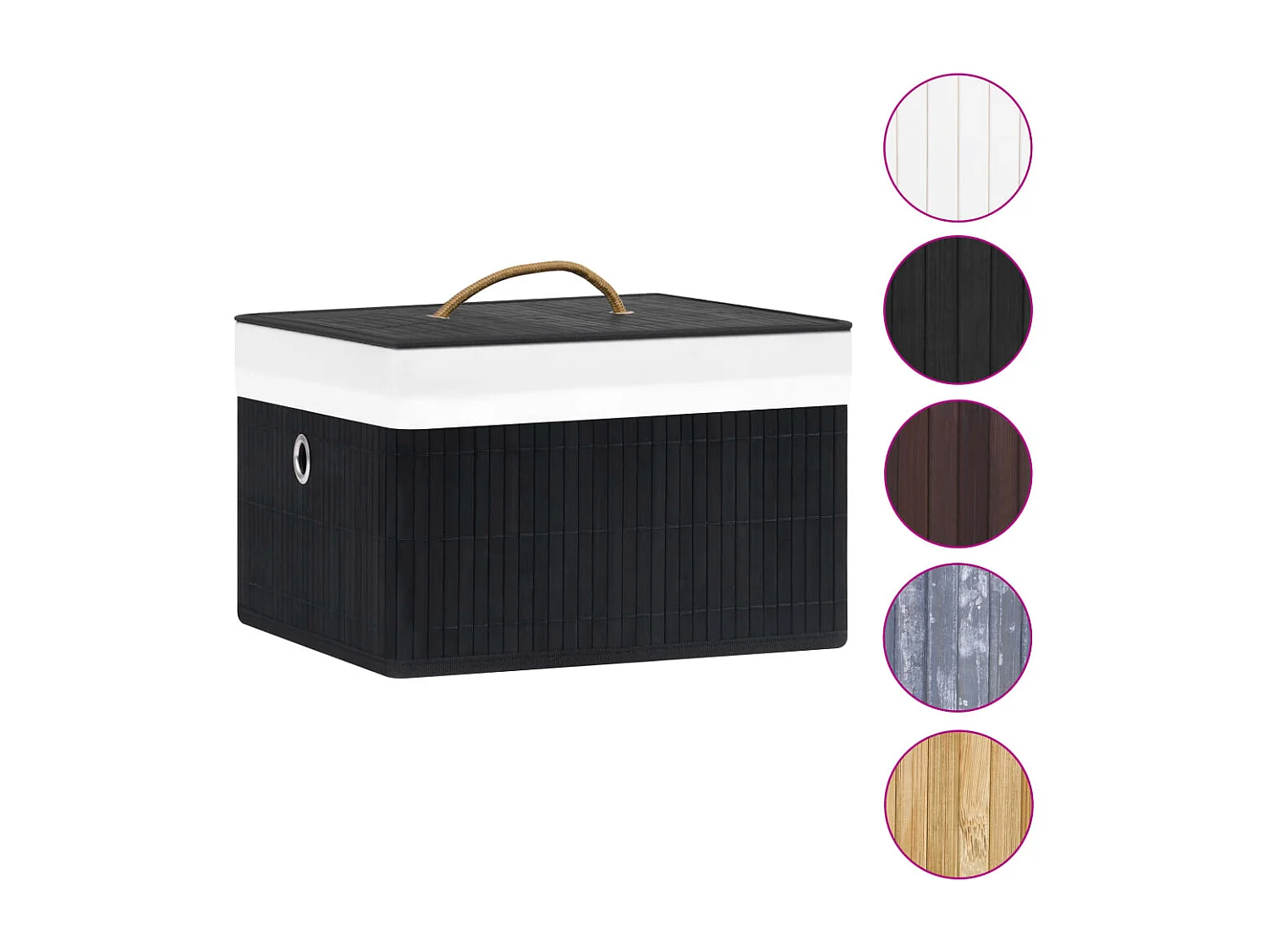 Boîtes de rangement en bambou 4 pcs Noir