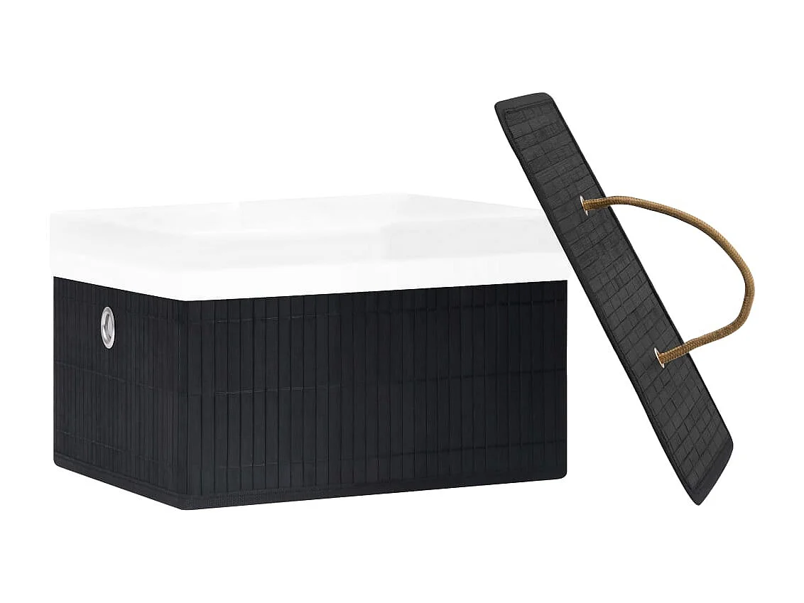 Boîtes de rangement en bambou 4 pcs Noir