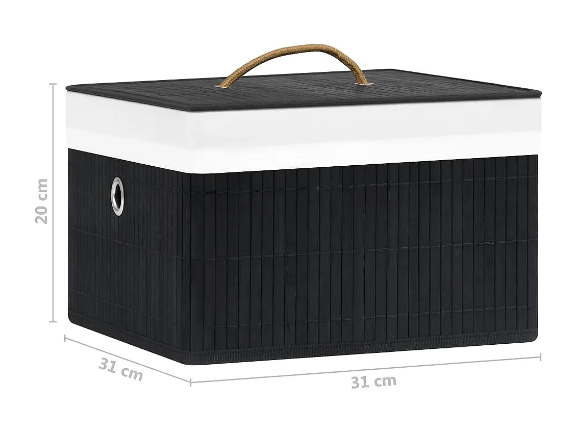 Boîtes de rangement en bambou 4 pcs Noir