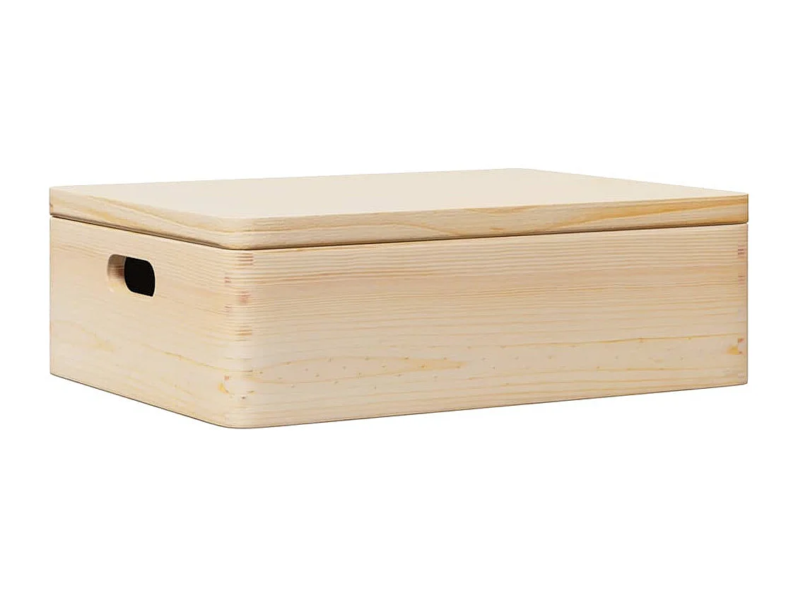 Boîte en bois avec couvercle et poignées bois de pin massif
