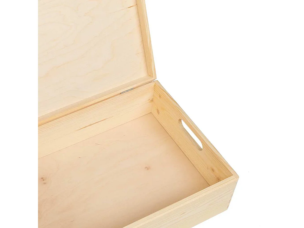 Boîte en bois avec couvercle et poignées bois de pin massif