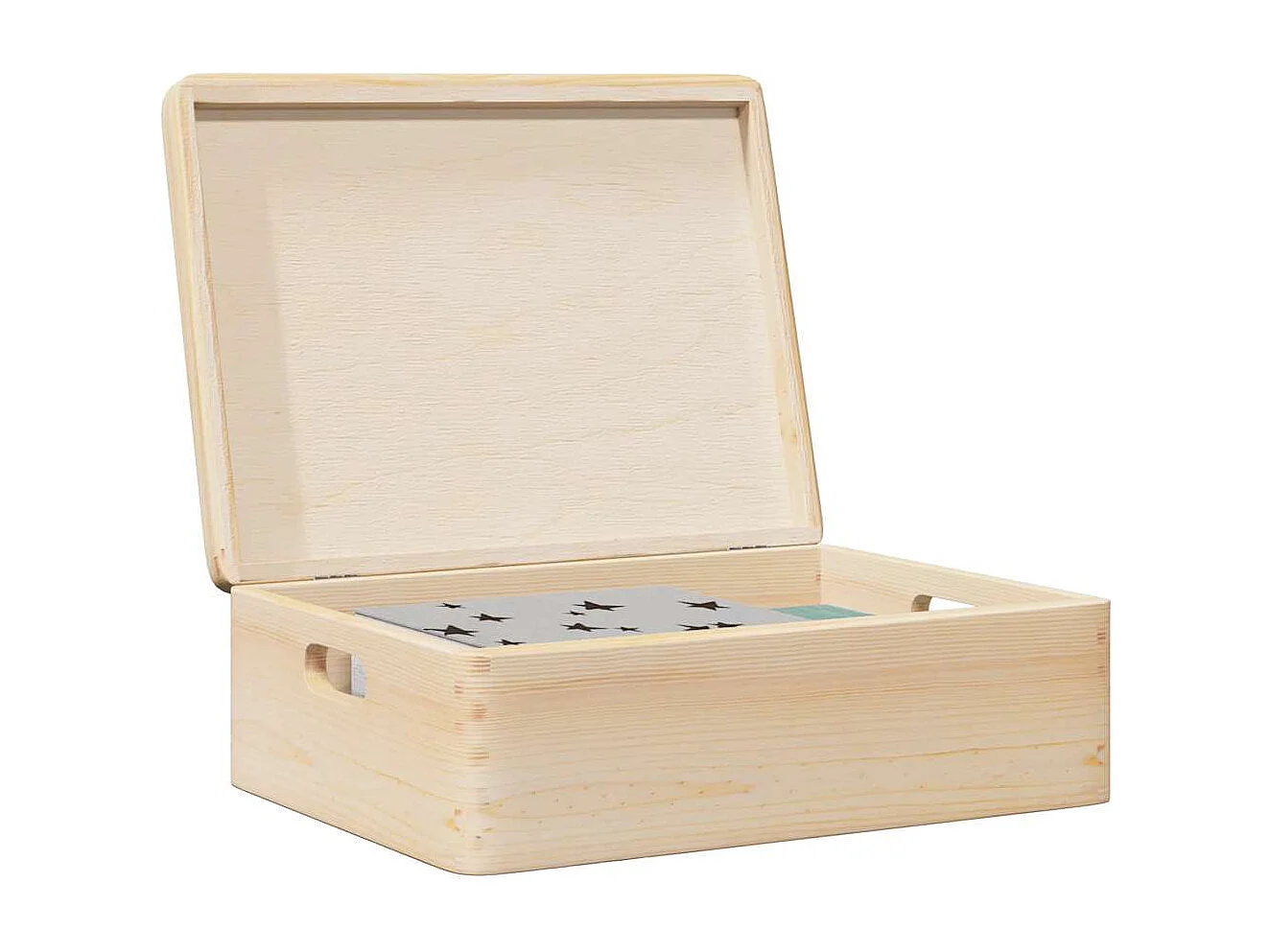MidaCreativ Opbergkist/houten kist met deksel en greepgaten, grenen, maat 3