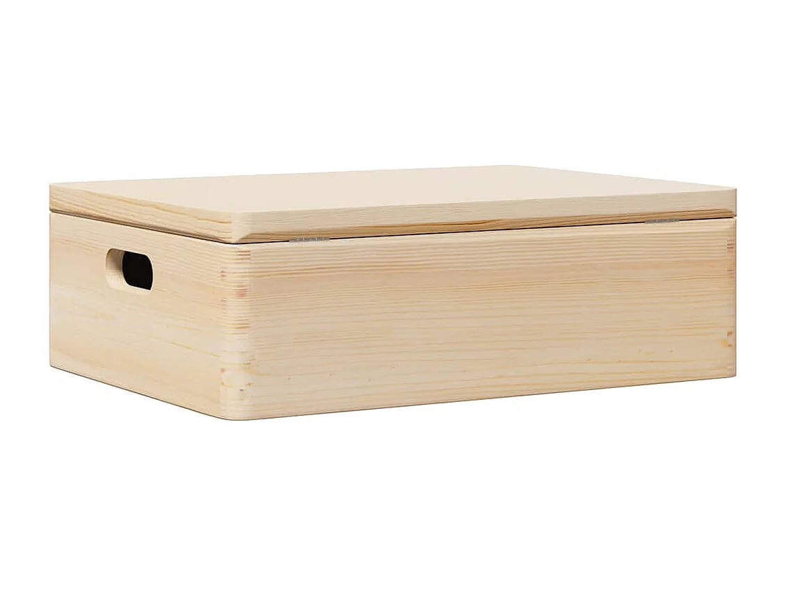 Boîte en bois avec couvercle et poignées bois de pin massif