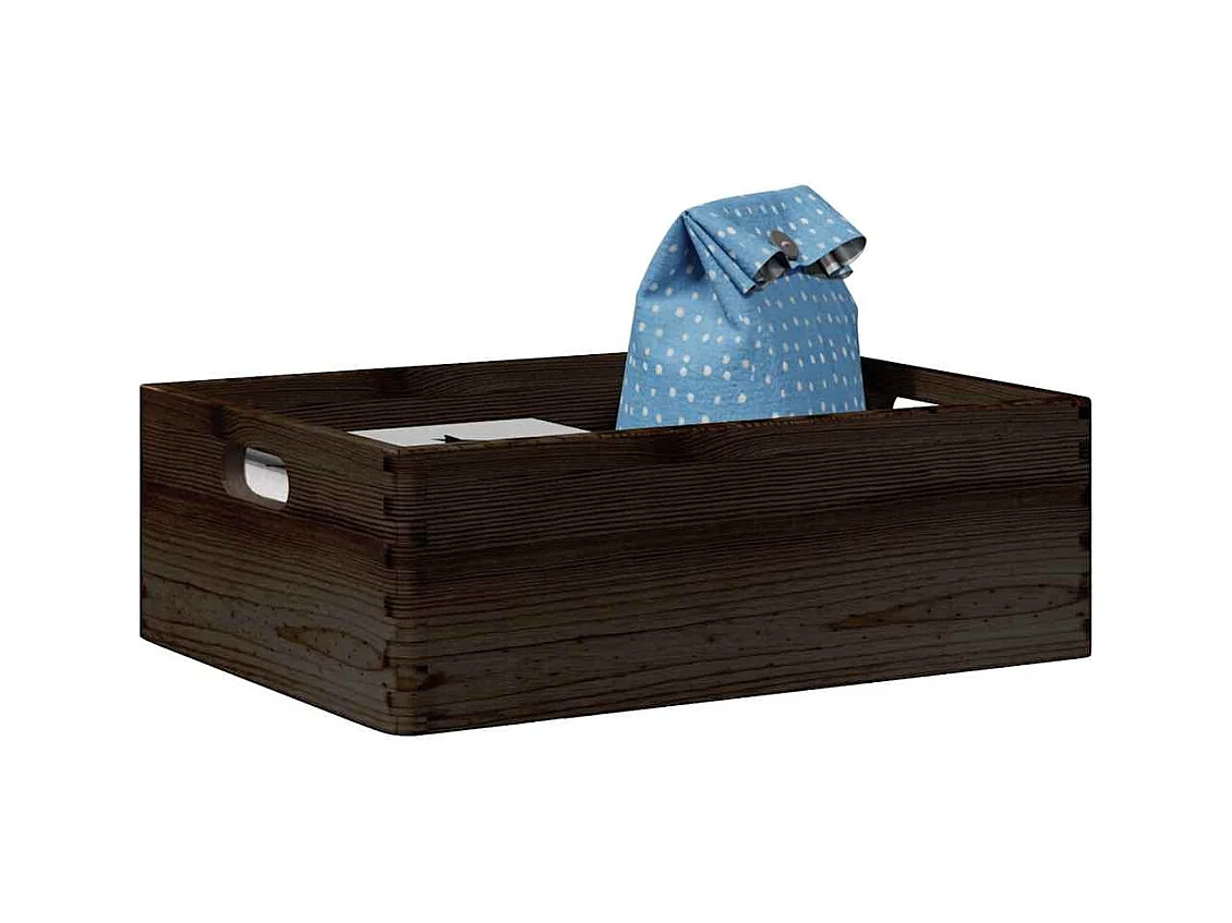 Boîte en bois avec poignées noir 40x30x13 cm bois de pin massif