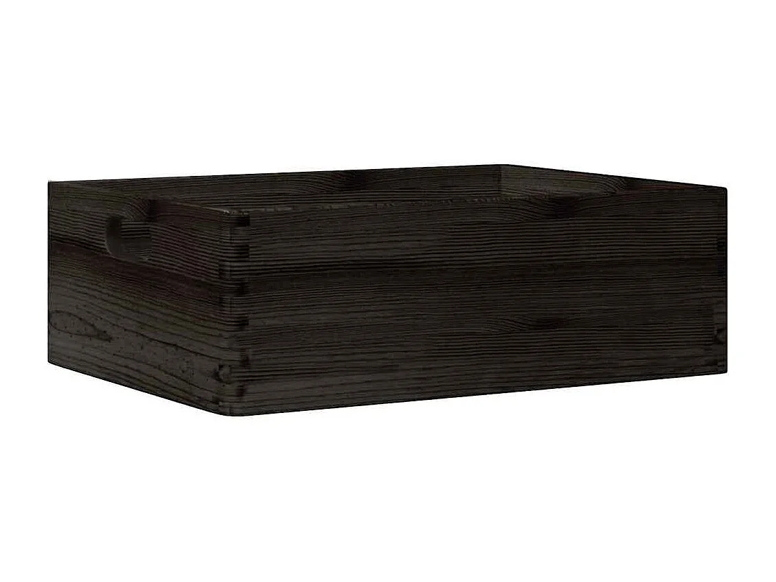 Boîte en bois avec poignées noir 40x30x13 cm bois de pin massif