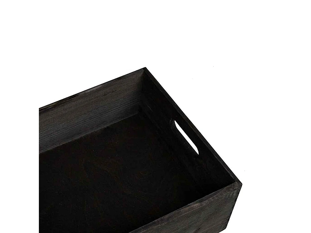 Boîte en bois avec poignées noir 40x30x13 cm bois de pin massif