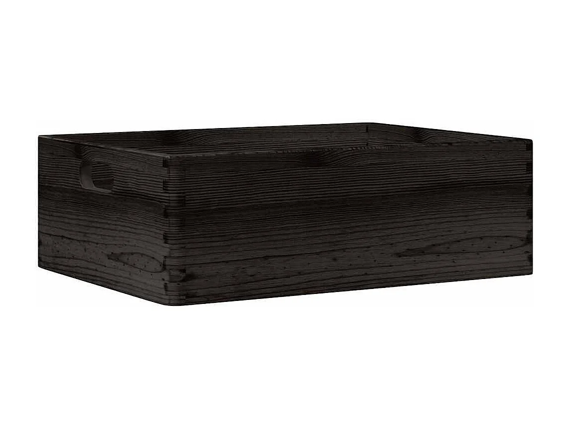 Boîte en bois avec poignées noir 40x30x13 cm bois de pin massif