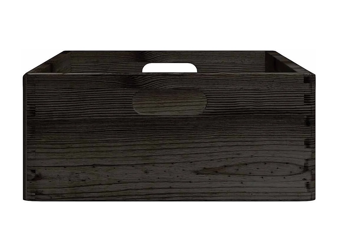 Boîte en bois avec poignées noir 40x30x13 cm bois de pin massif