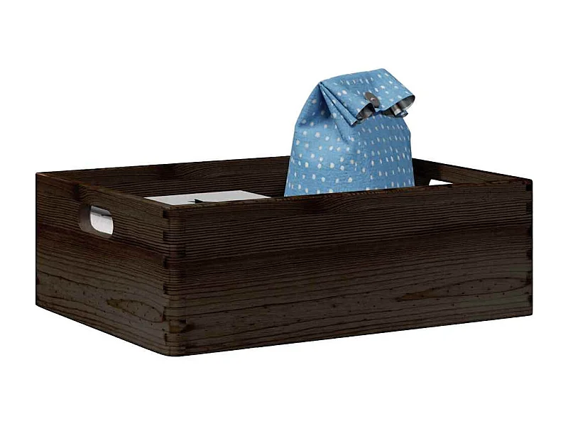 Boîte en bois avec poignées noir 40x30x13 cm bois de pin massif