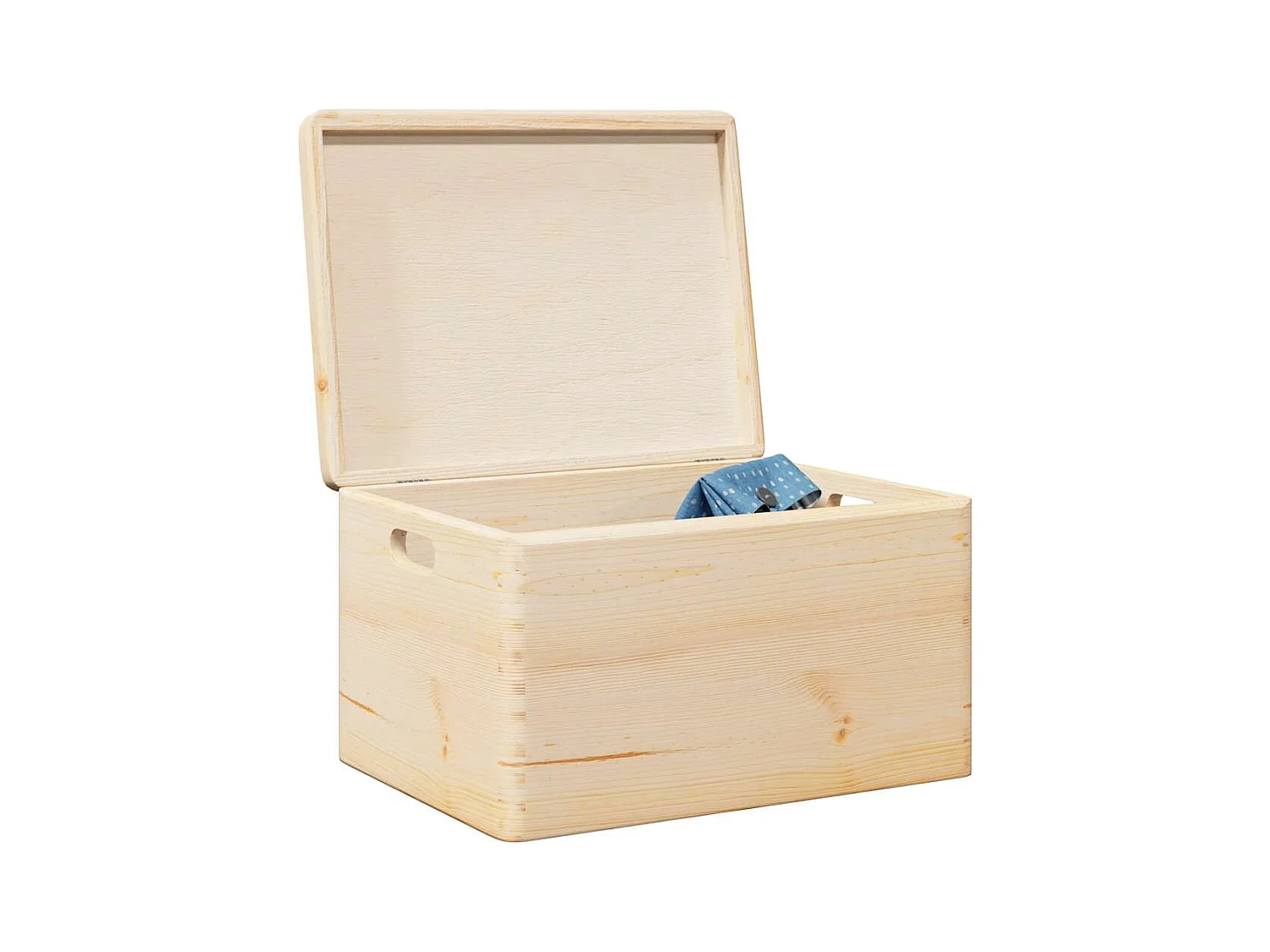 Boîte en bois avec couvercle et poignées bois de pin massif