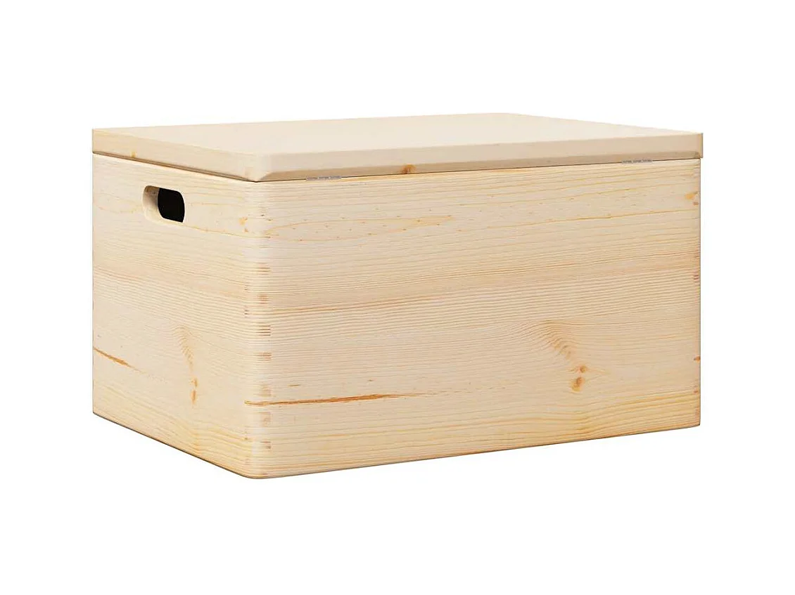 Boîte en bois avec couvercle et poignées bois de pin massif