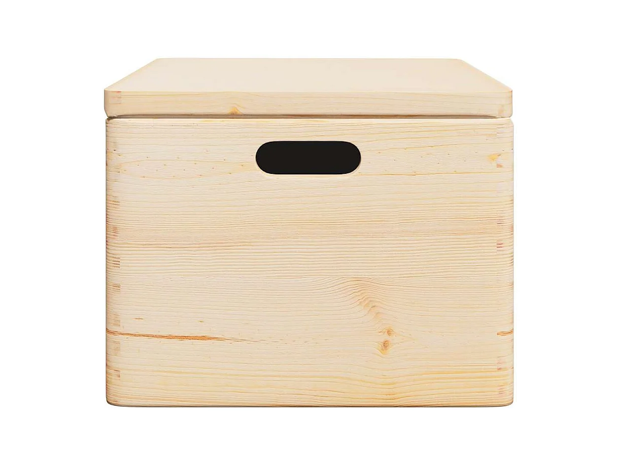 Boîte en bois avec couvercle et poignées bois de pin massif