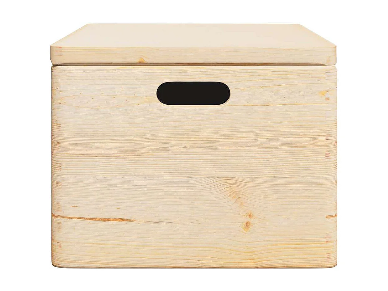 Boîte en bois avec couvercle et poignées bois de pin massif