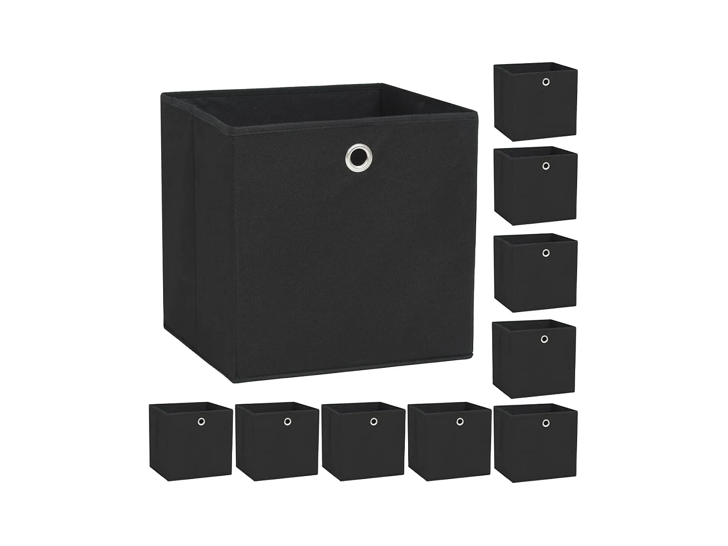 Boîte de rangement 10 pcs Tissu non-tissé 32x32x32 cm Noir