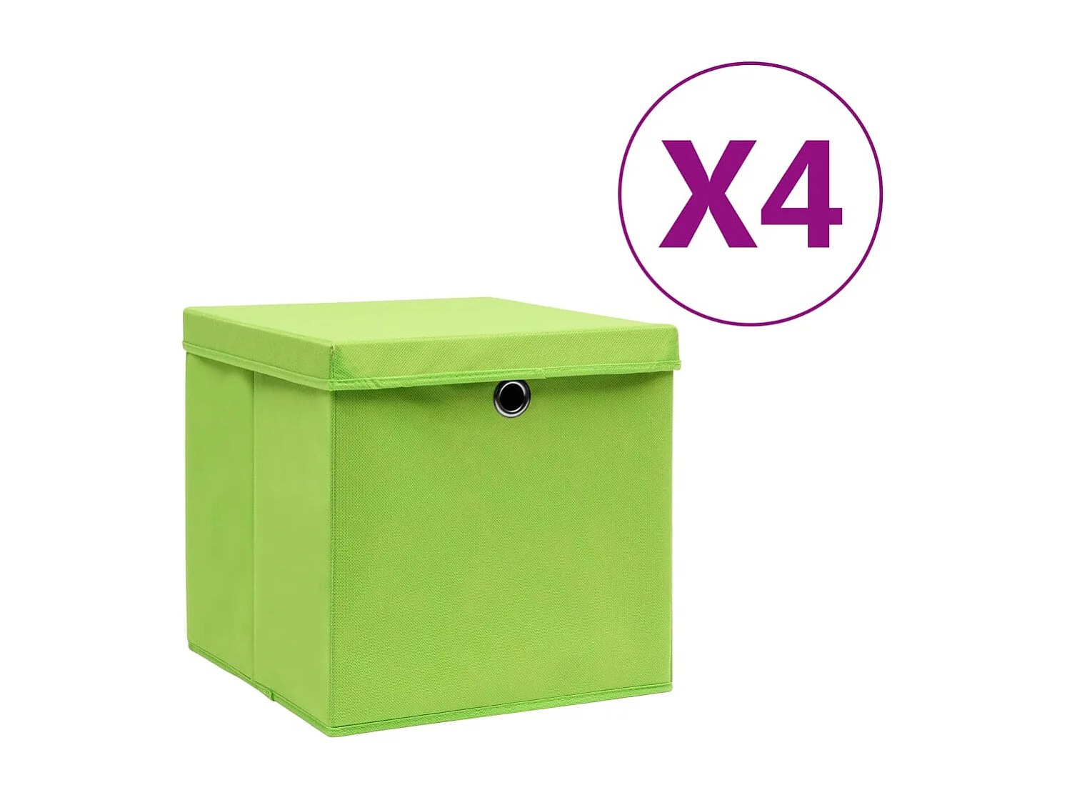 Boîtes de rangement avec couvercles 4 pcs 28x28x28 cm Vert