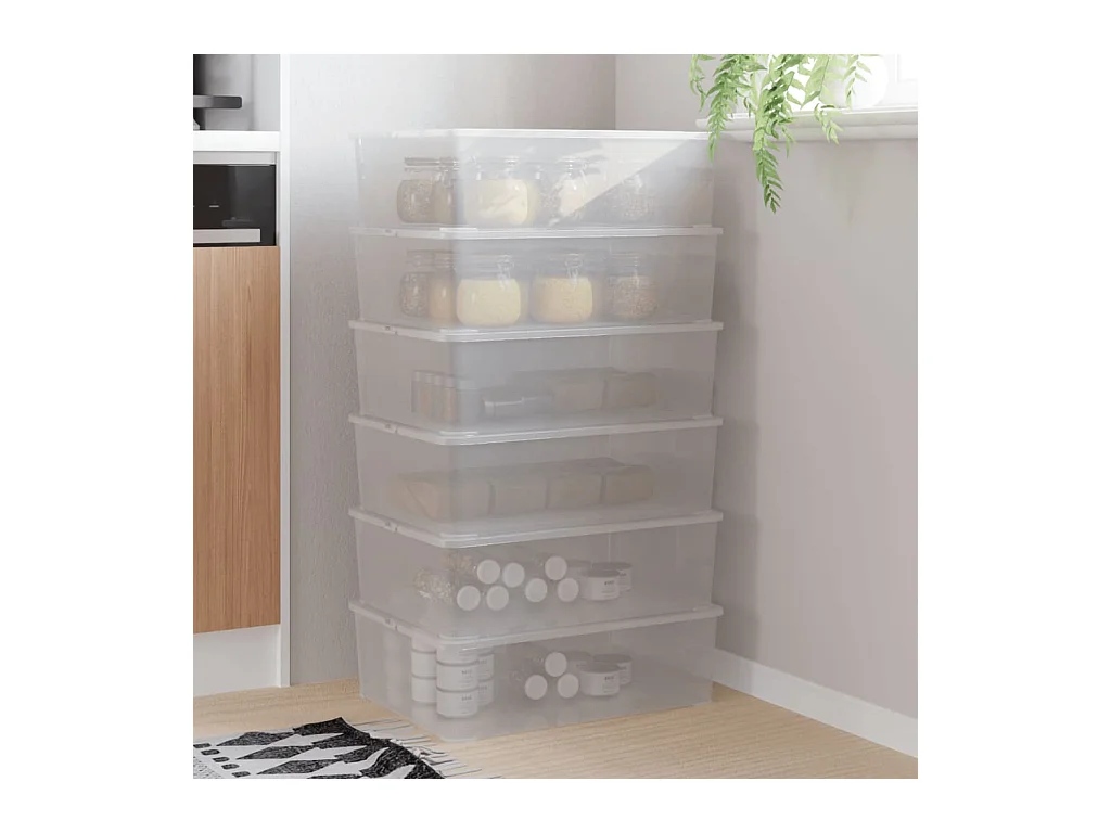 Boîtes de rangement en plastique 6 pcs 25 L empilables