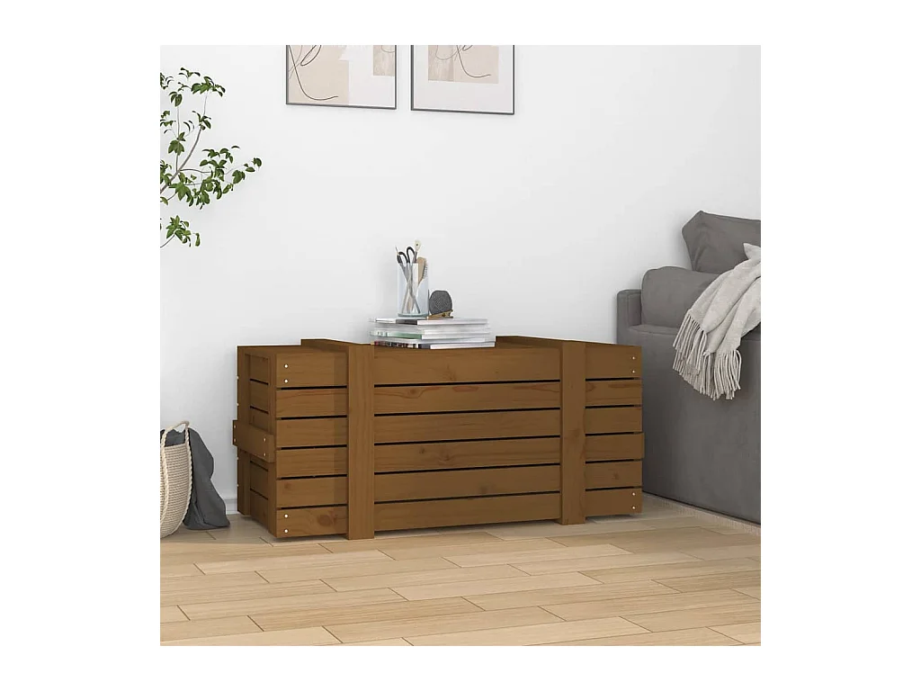 Boîte de rangement Marron miel 91x40,5x42 cm Bois massif pin