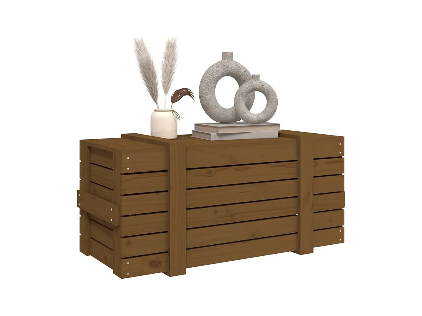 Boîte de rangement Marron miel 91x40,5x42 cm Bois massif pin