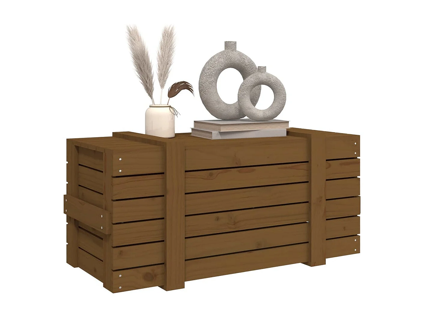 Boîte de rangement Marron miel 91x40,5x42 cm Bois massif pin