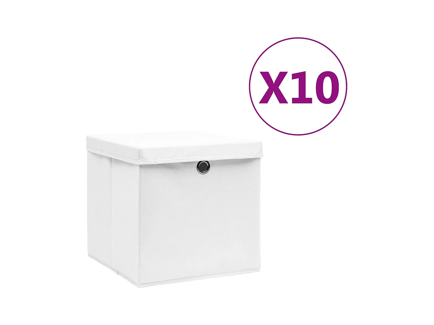 Cajas de almacenaje con tapa 10 uds 28x28x28 cm Blanco