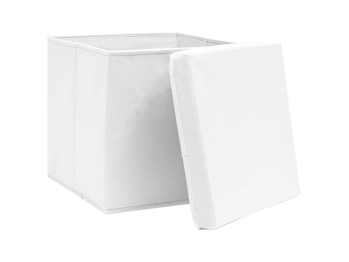 Cajas de almacenaje con tapa 10 uds 28x28x28 cm Blanco