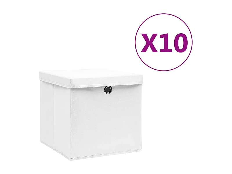 Aufbewahrungsboxen mit Deckel 10 Stück 28x28x28 cm Weiß