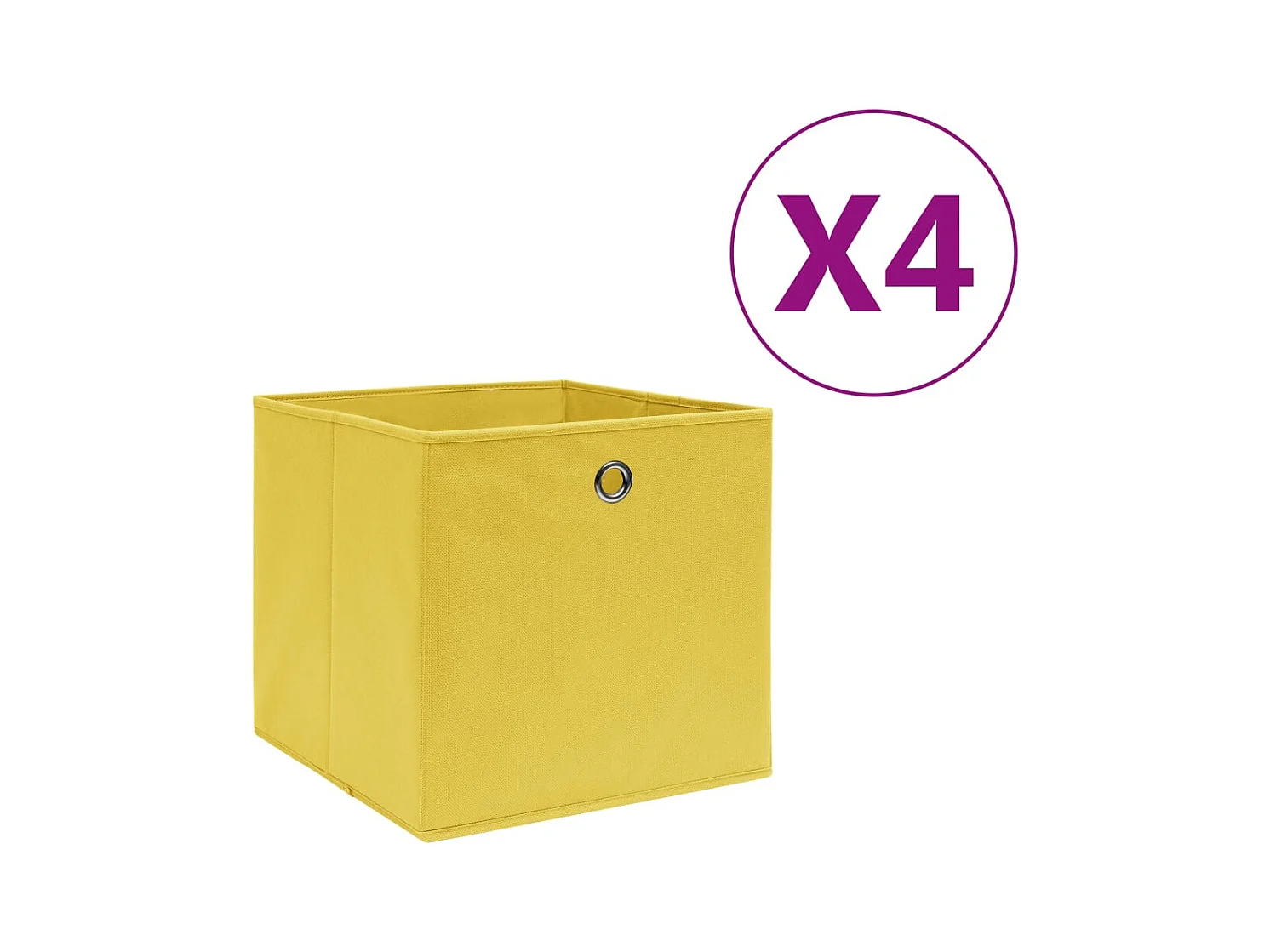 Boîtes de rangement 4 pcs Tissu intissé 28x28x28 cm Jaune