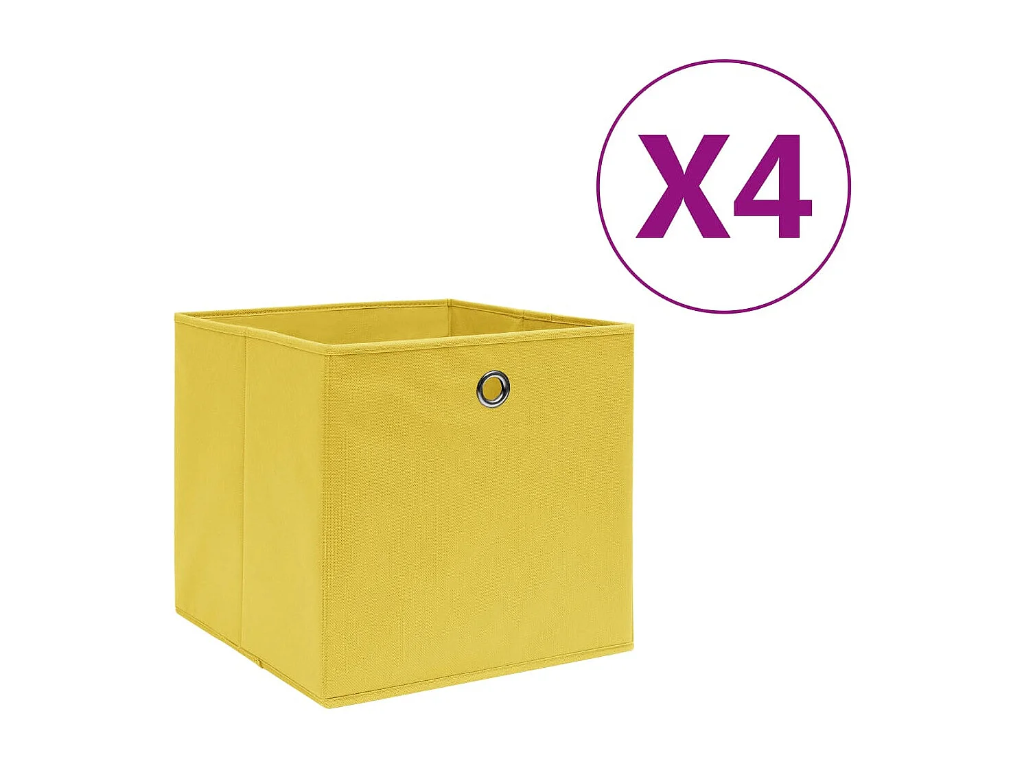 Scatole portaoggetti 4 pezzi Tessuto non tessuto 28x28x28 cm Giallo