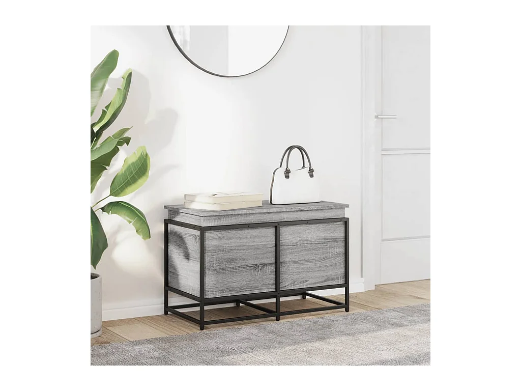 Boîte de rangement avec couvercle sonoma gris bois d'ingénierie