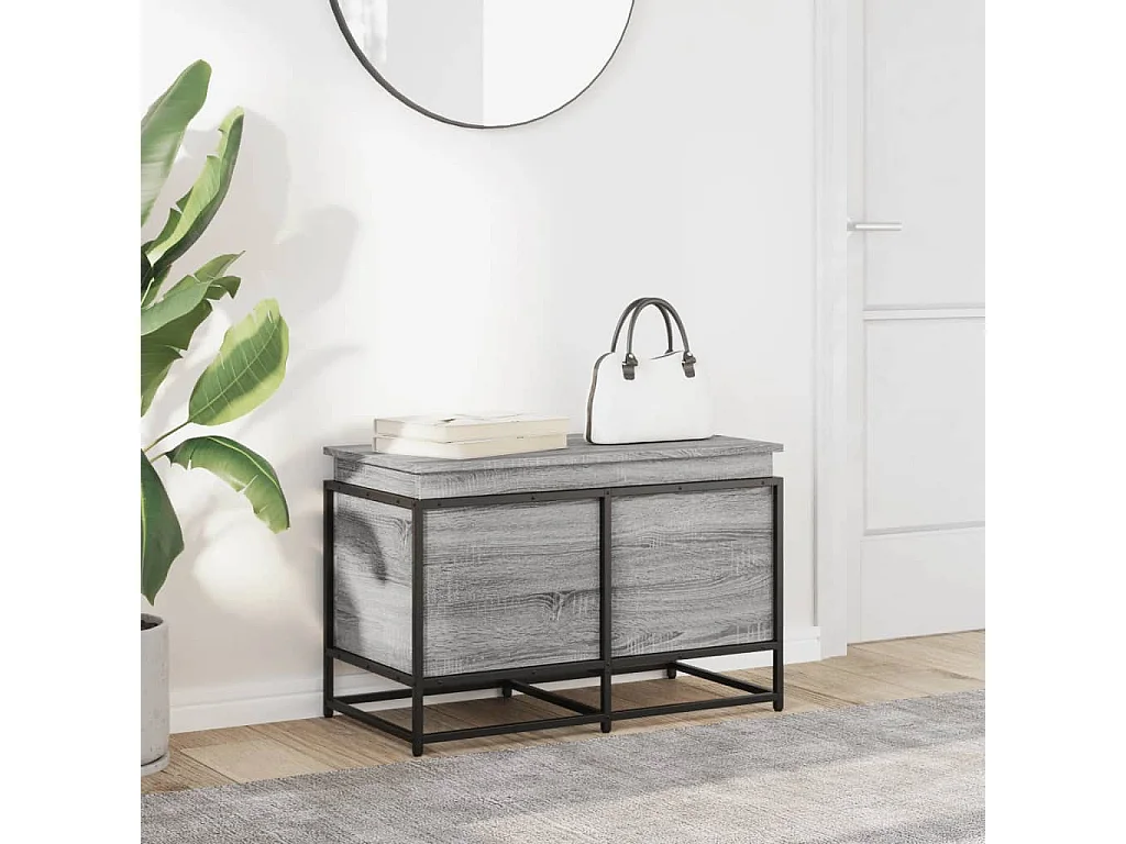 Boîte de rangement avec couvercle sonoma gris bois d'ingénierie