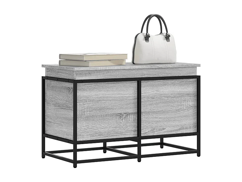 Boîte de rangement avec couvercle sonoma gris bois d'ingénierie