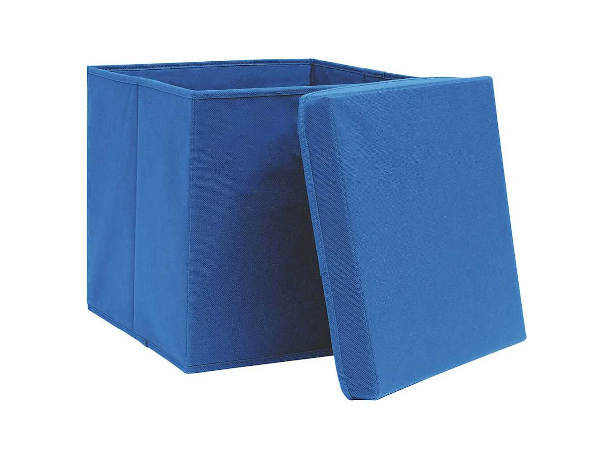 Cajas de almacenaje con tapa 10 uds Azul 32x32x32cm Tela