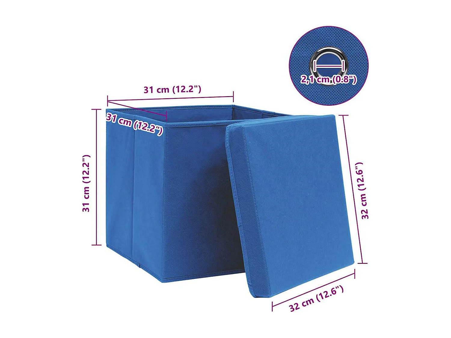 Cajas de almacenaje con tapa 10 uds Azul 32x32x32cm Tela