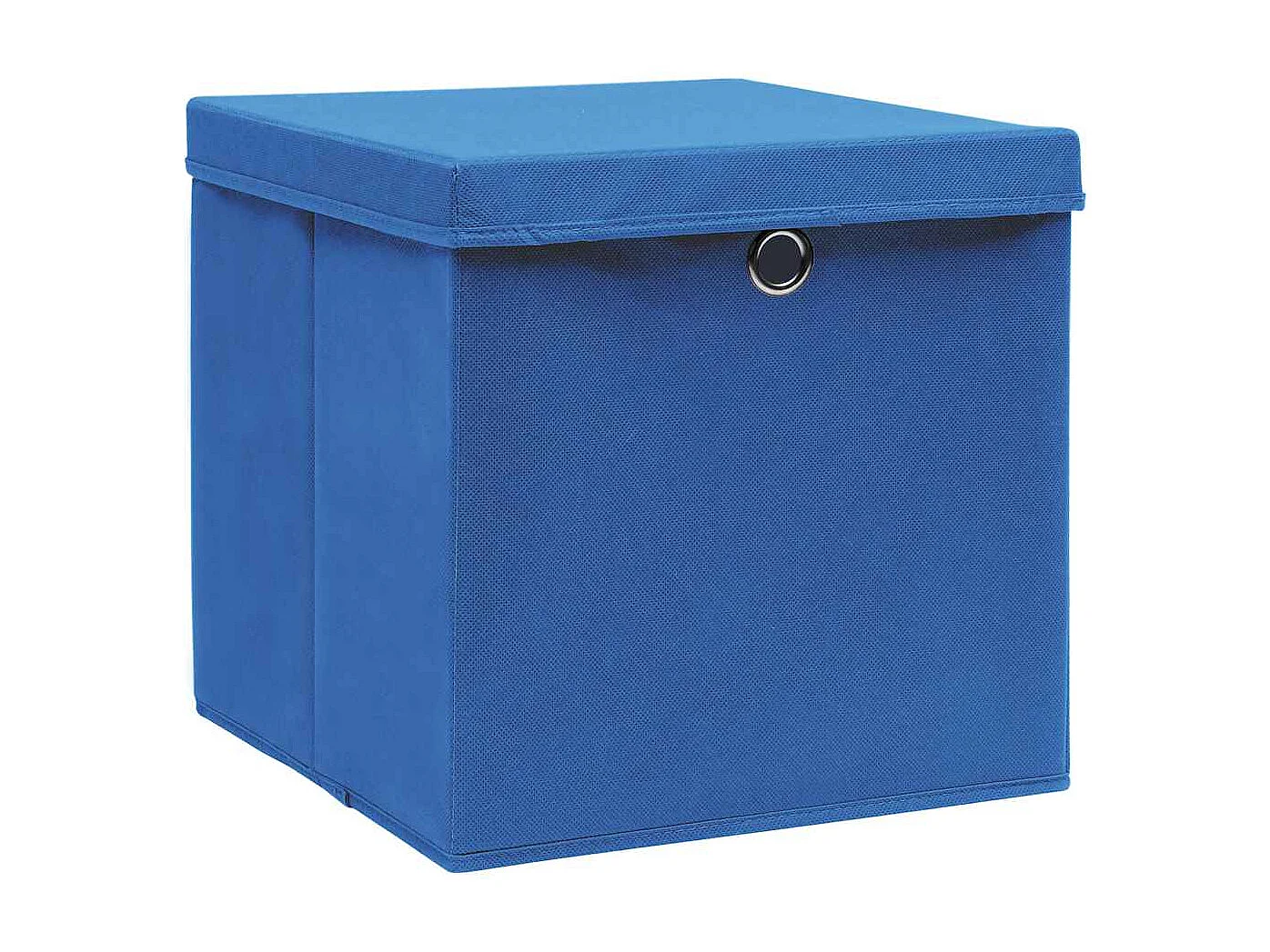 Boîtes de rangement avec couvercle 10 pcs Bleu 32x32x32cm Tissu