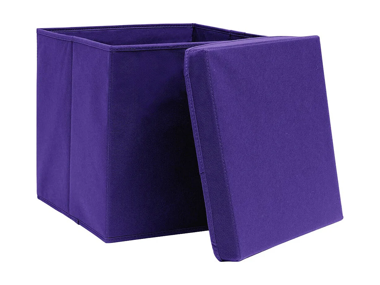 Boîtes de rangement et couvercles 4 pcs Violet 32x32x32cm Tissu
