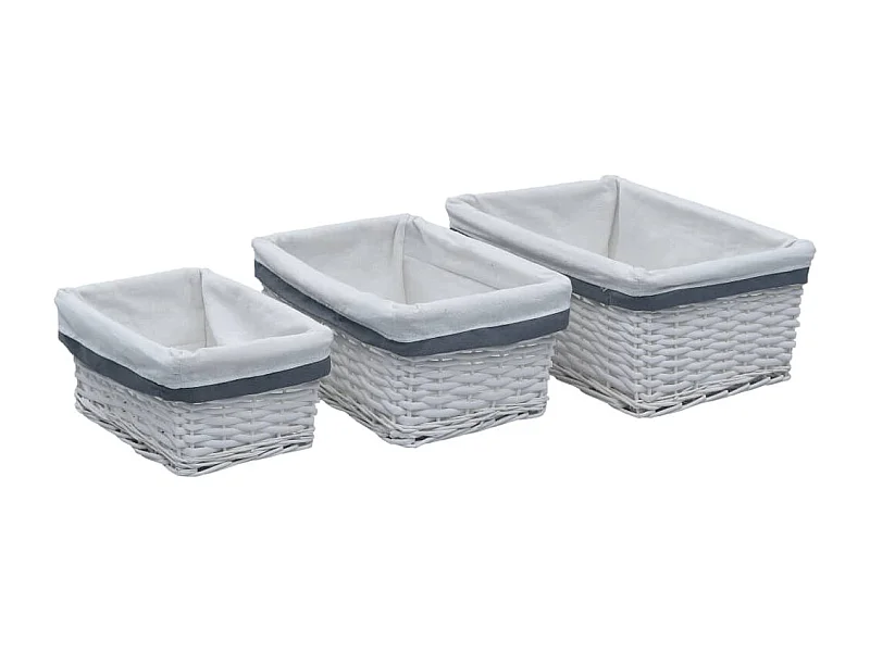 Ensemble de paniers gigognes 3 pcs Blanc Saule